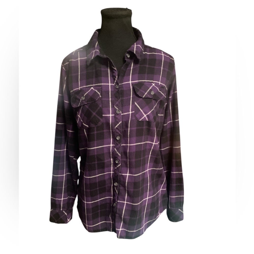 Croft & Barrow Dark Purple Plaid Shirt GUC M